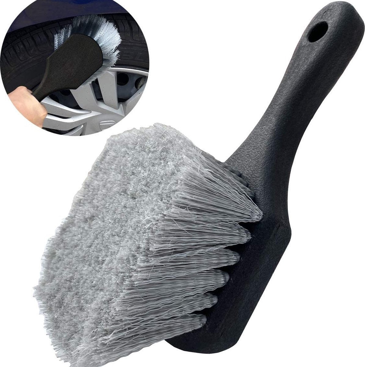 Car tyre and wheel cleaning brush black — view 2