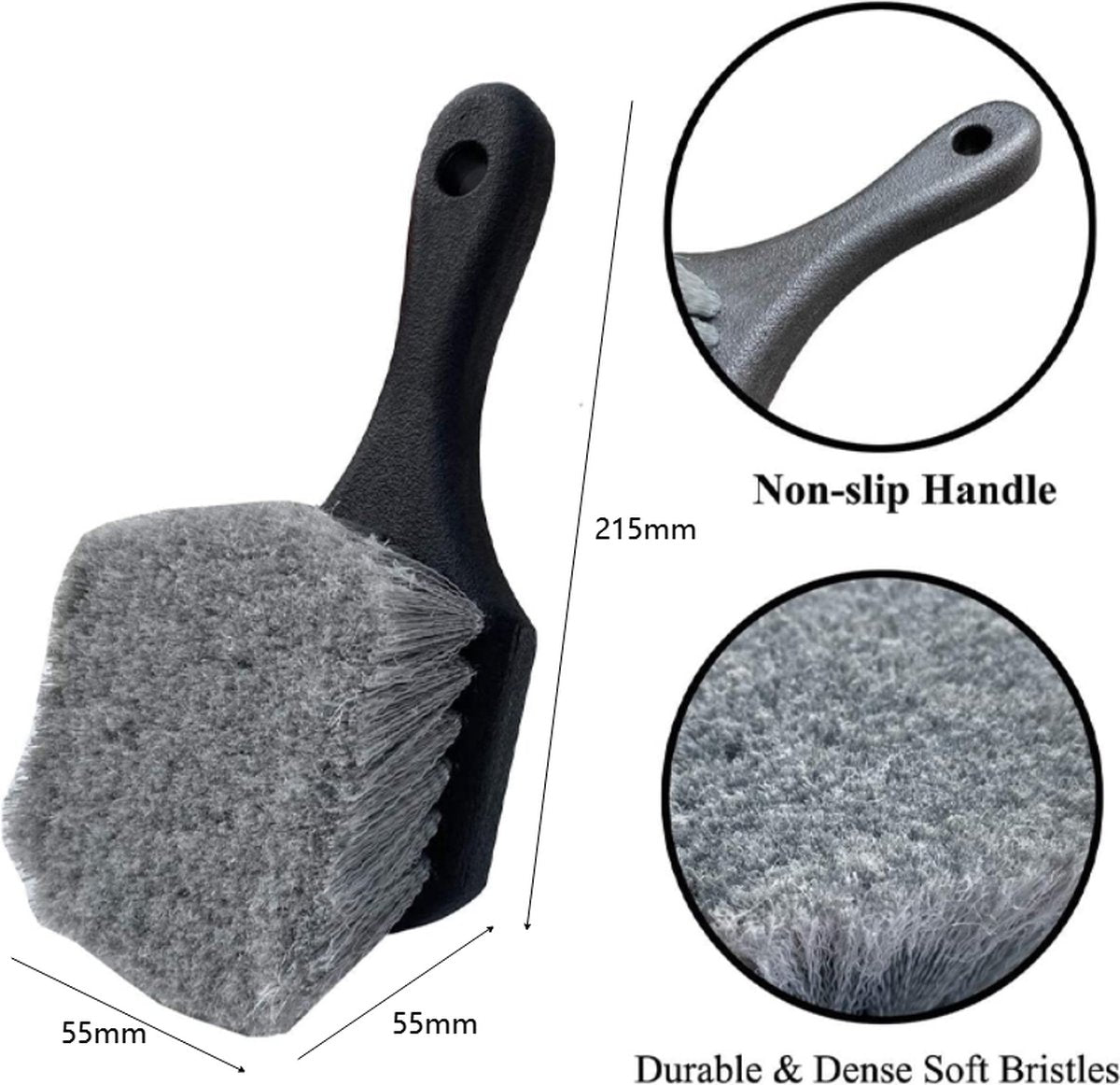 Car tyre and wheel cleaning brush black — view 6
