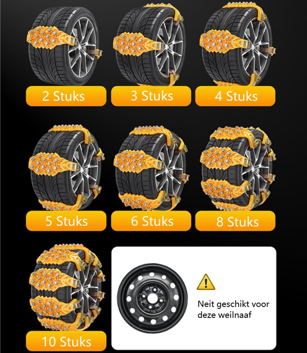 Winter car tyre snow chains yellow — view 4