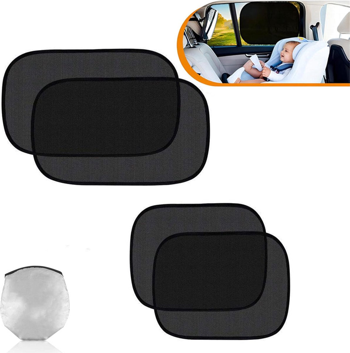 Car side window sunshades 2 pairs black — view 2
