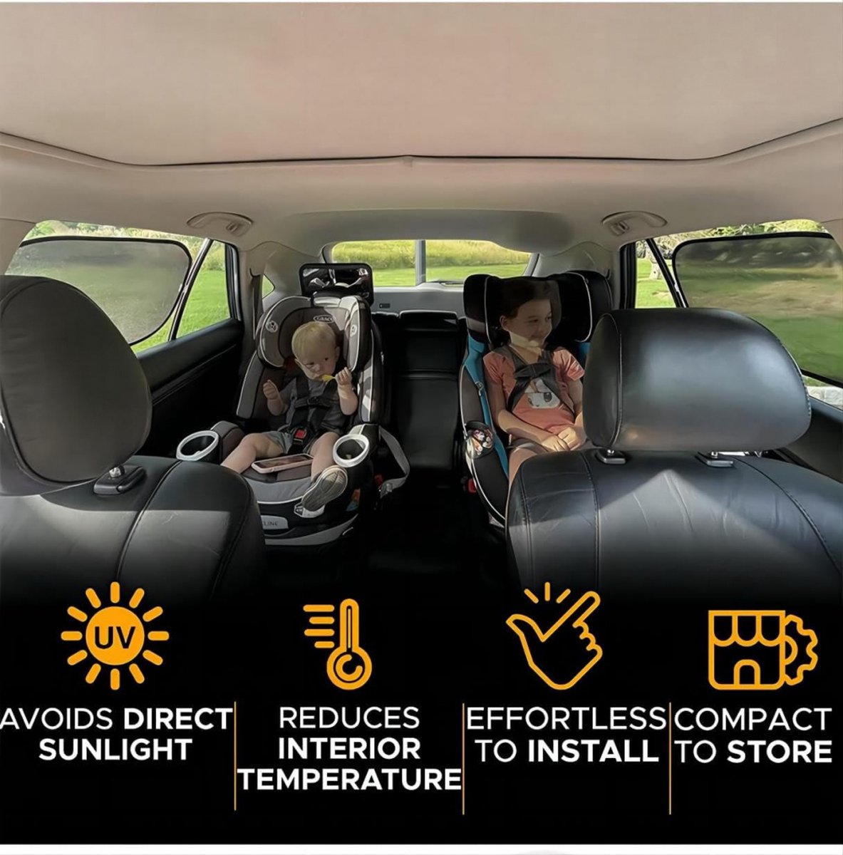 Car side window sunshades 2 pairs black — view 4