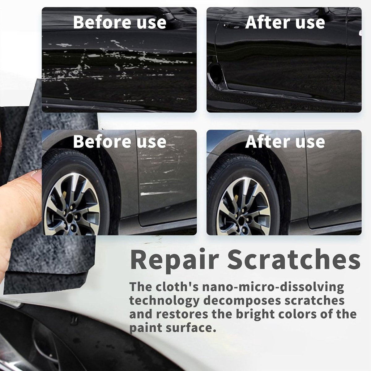 Car paint scratch repair nano cloth 6 pack — view 5