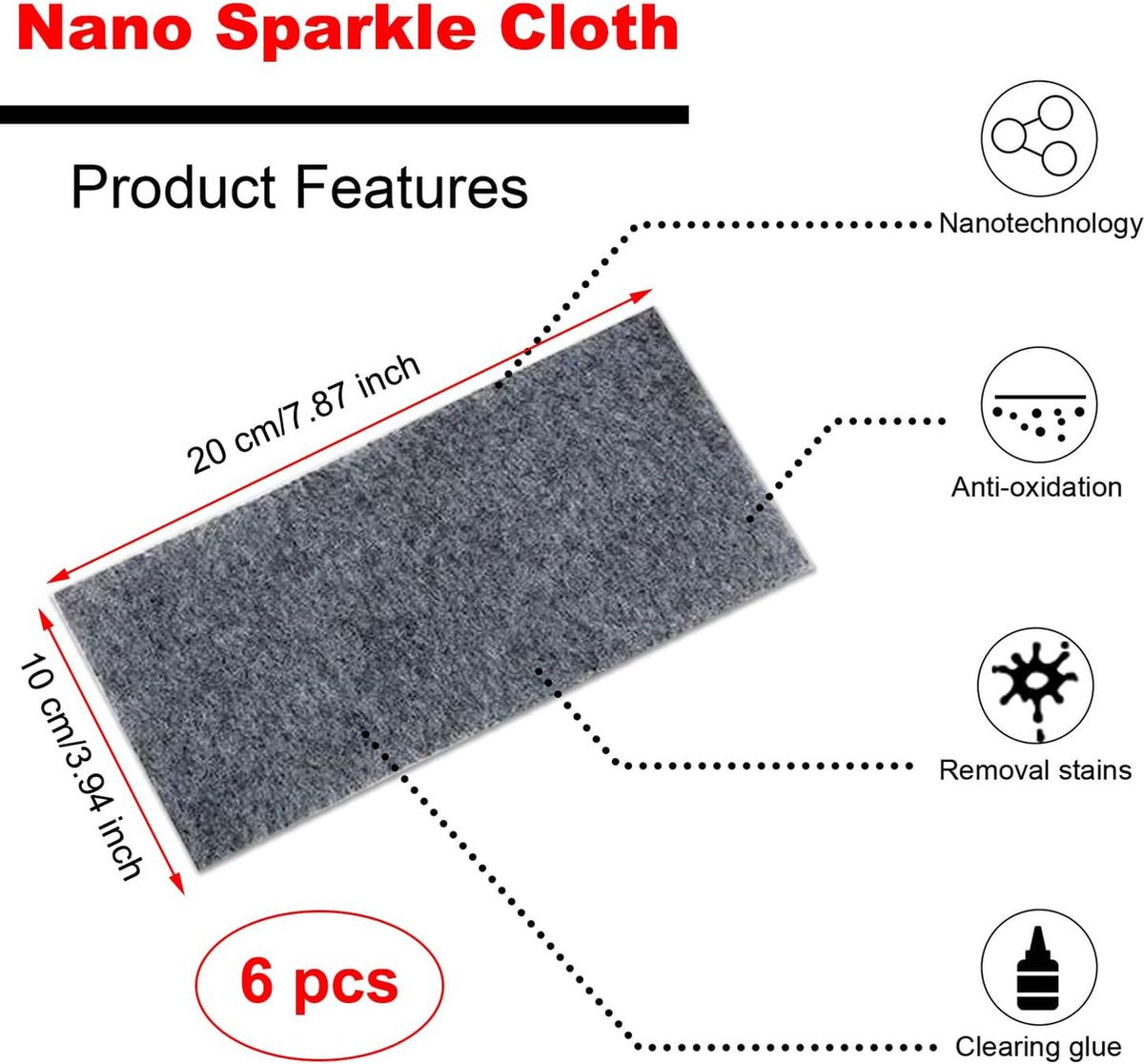 Car paint scratch repair nano cloth 6 pack — view 6