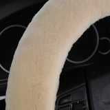 Plush car steering wheel cover beige — view 3