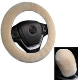 Plush car steering wheel cover beige — view 4