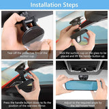 Car interior rearview mirror with suction cup — view 3