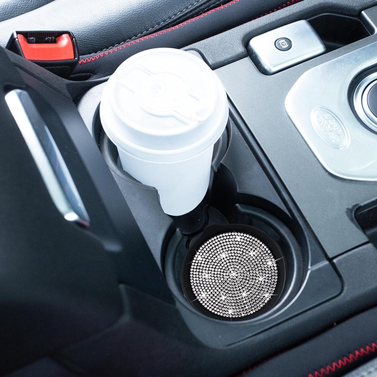 Bling rhinestone car cup coasters black — view 5