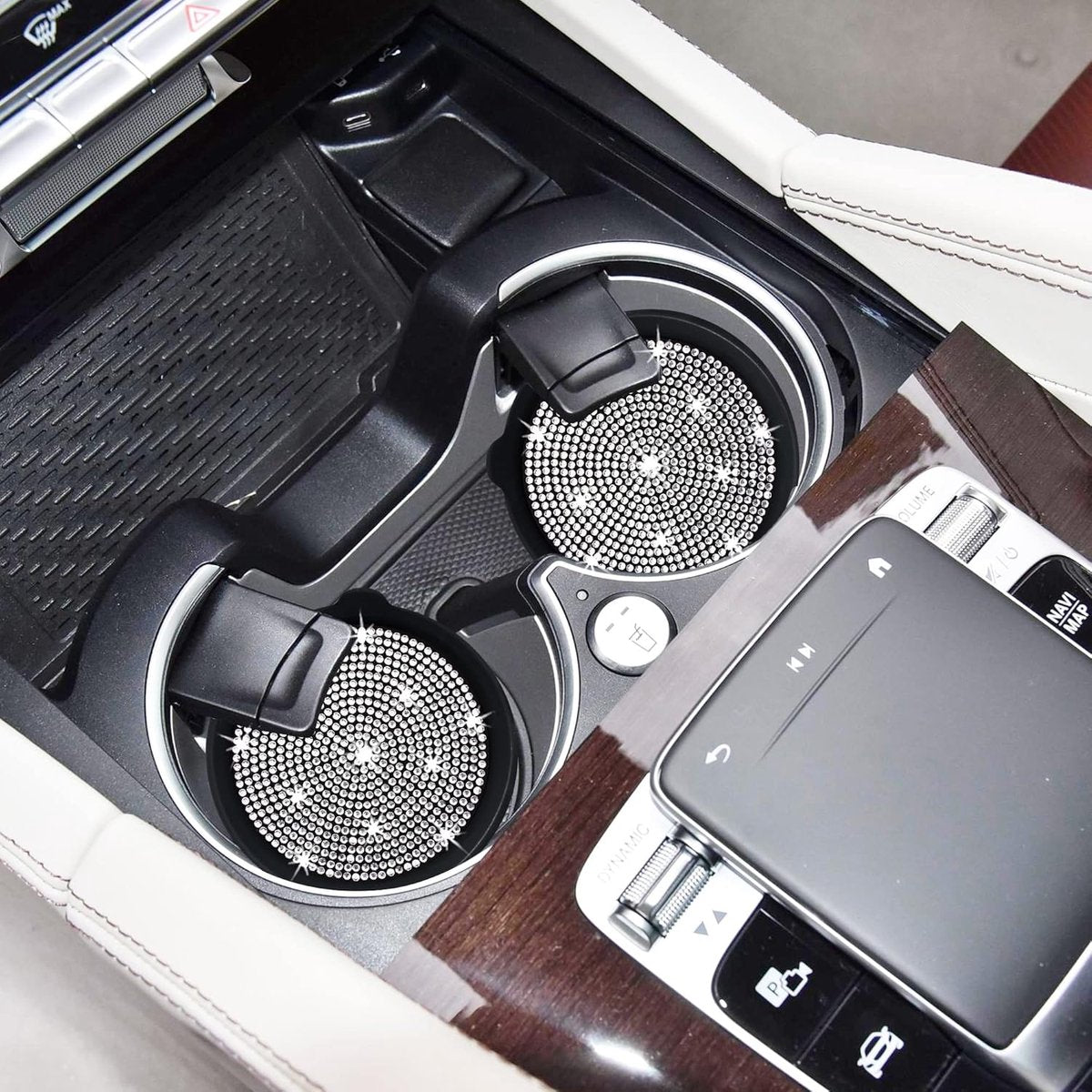 Bling rhinestone car cup coasters black — view 7