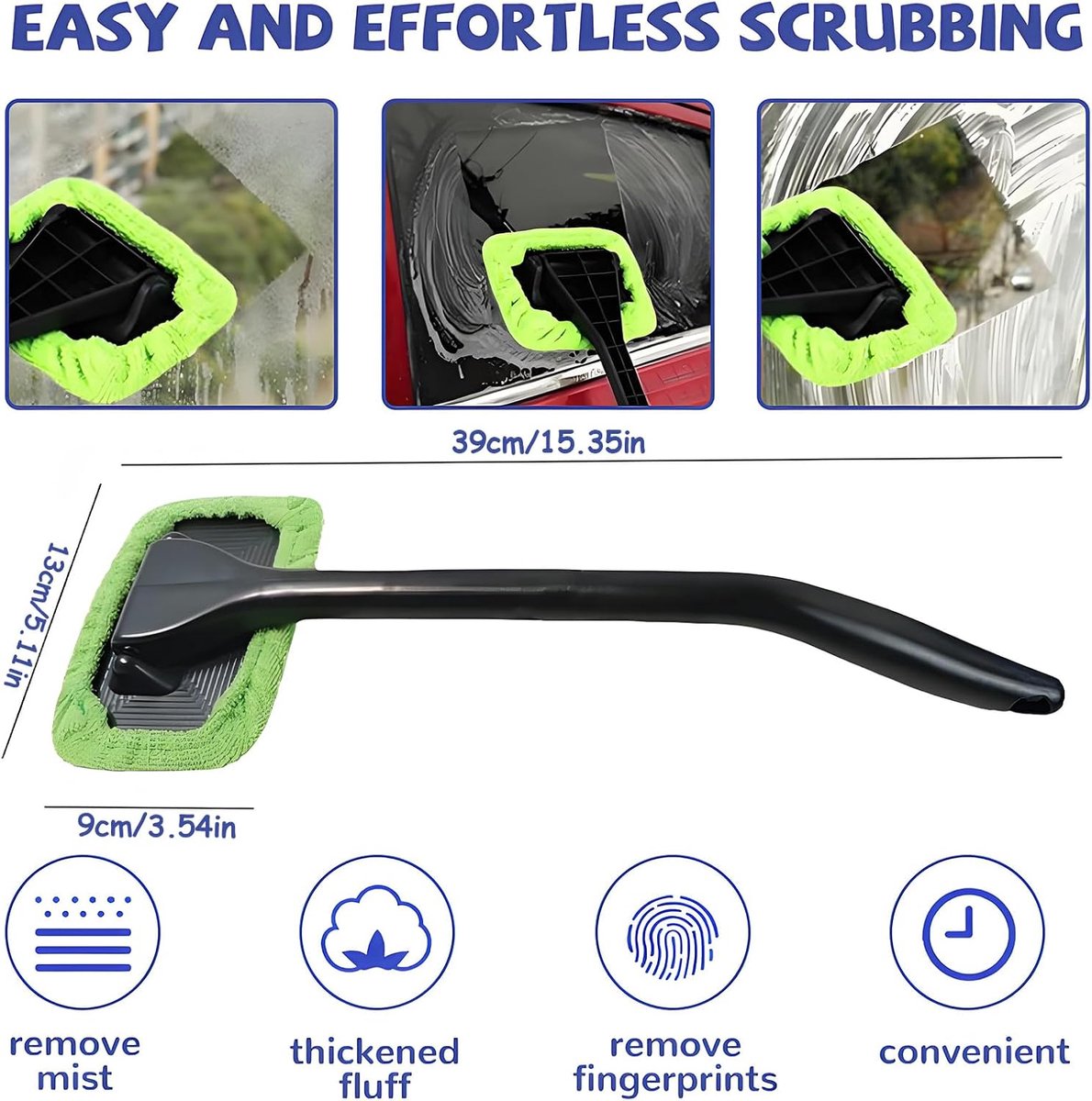 Car window squeegee with reusable towels — view 7
