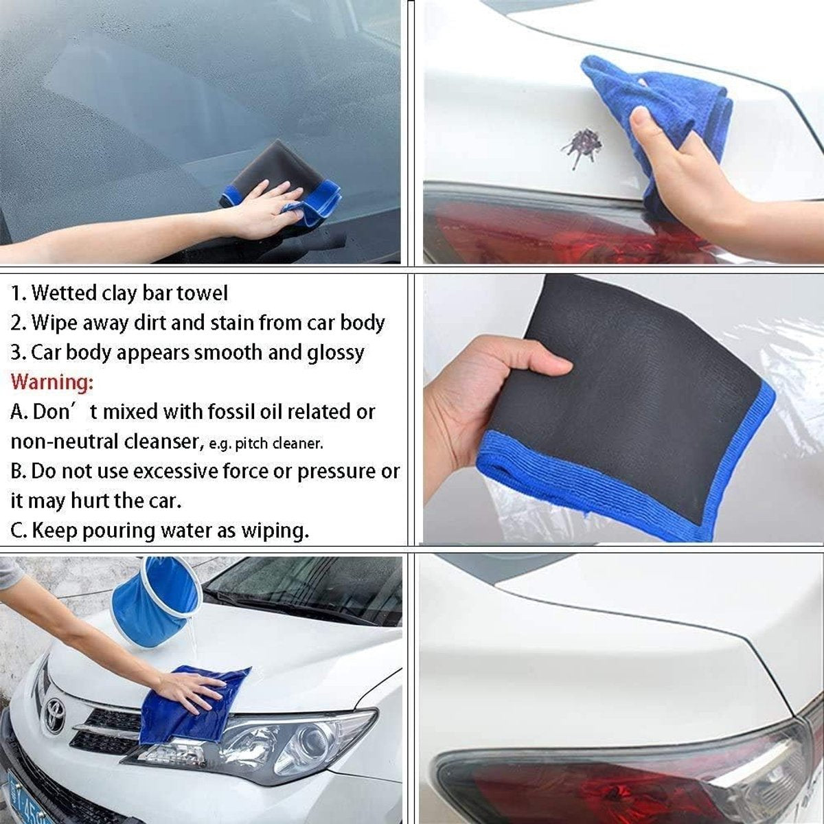 Car clay cloth detailing towel blue — view 7