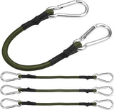 Elastic bungee cord with carabiner green — view 2