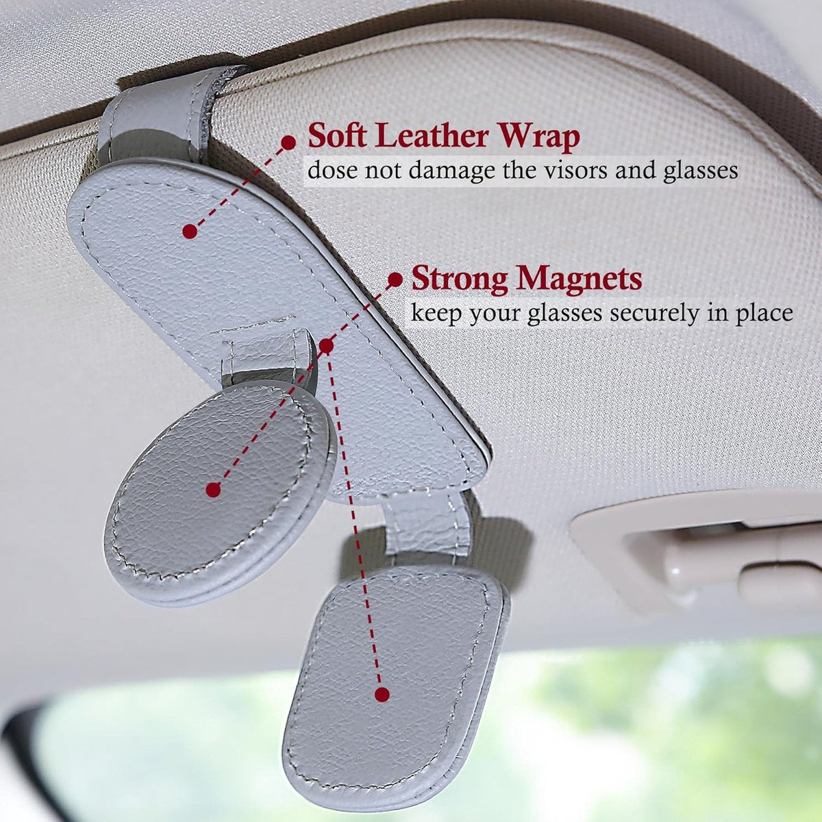 Magnetic leather car sunglasses holder grey — view 4