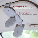 Magnetic leather car sunglasses holder grey — view 4