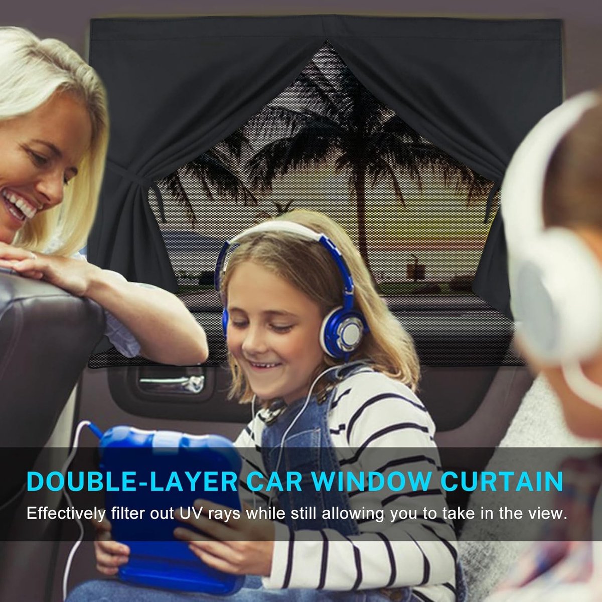 Magnetic car window sunshades black 2 pack — view 4