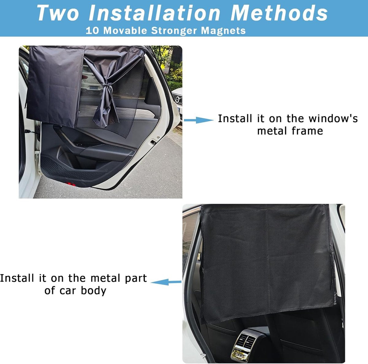 Magnetic car window sunshades black 2 pack — view 5