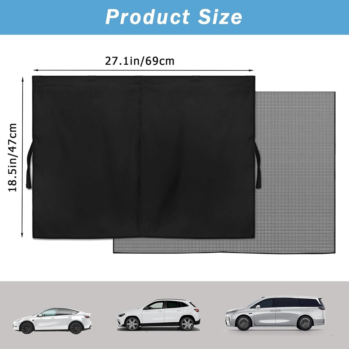 Magnetic car window sunshades black 2 pack — view 6