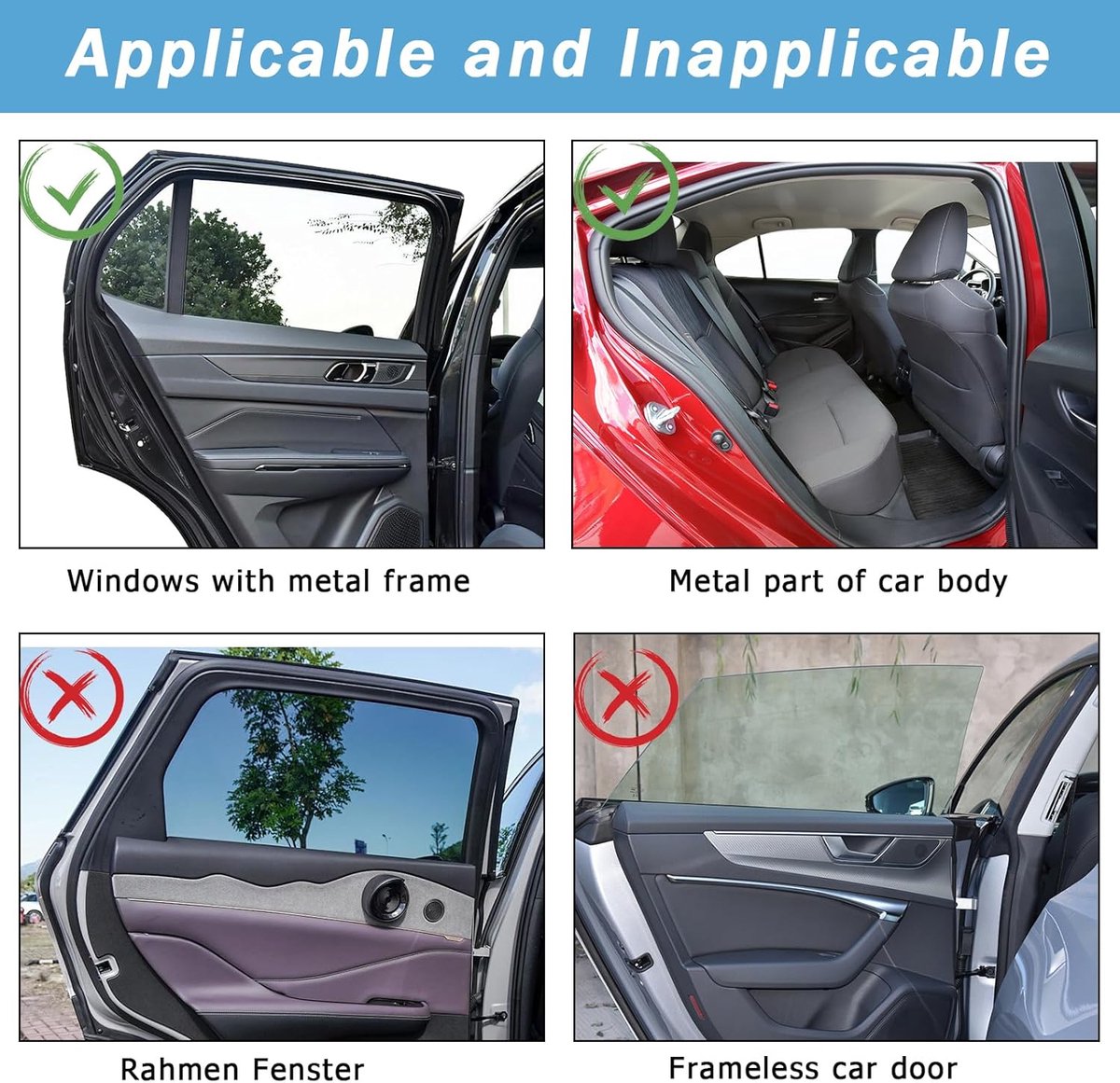 Magnetic car window sunshades black 2 pack — view 7