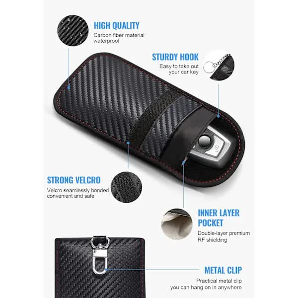 2 pack Faraday signal blocking car key case — view 5