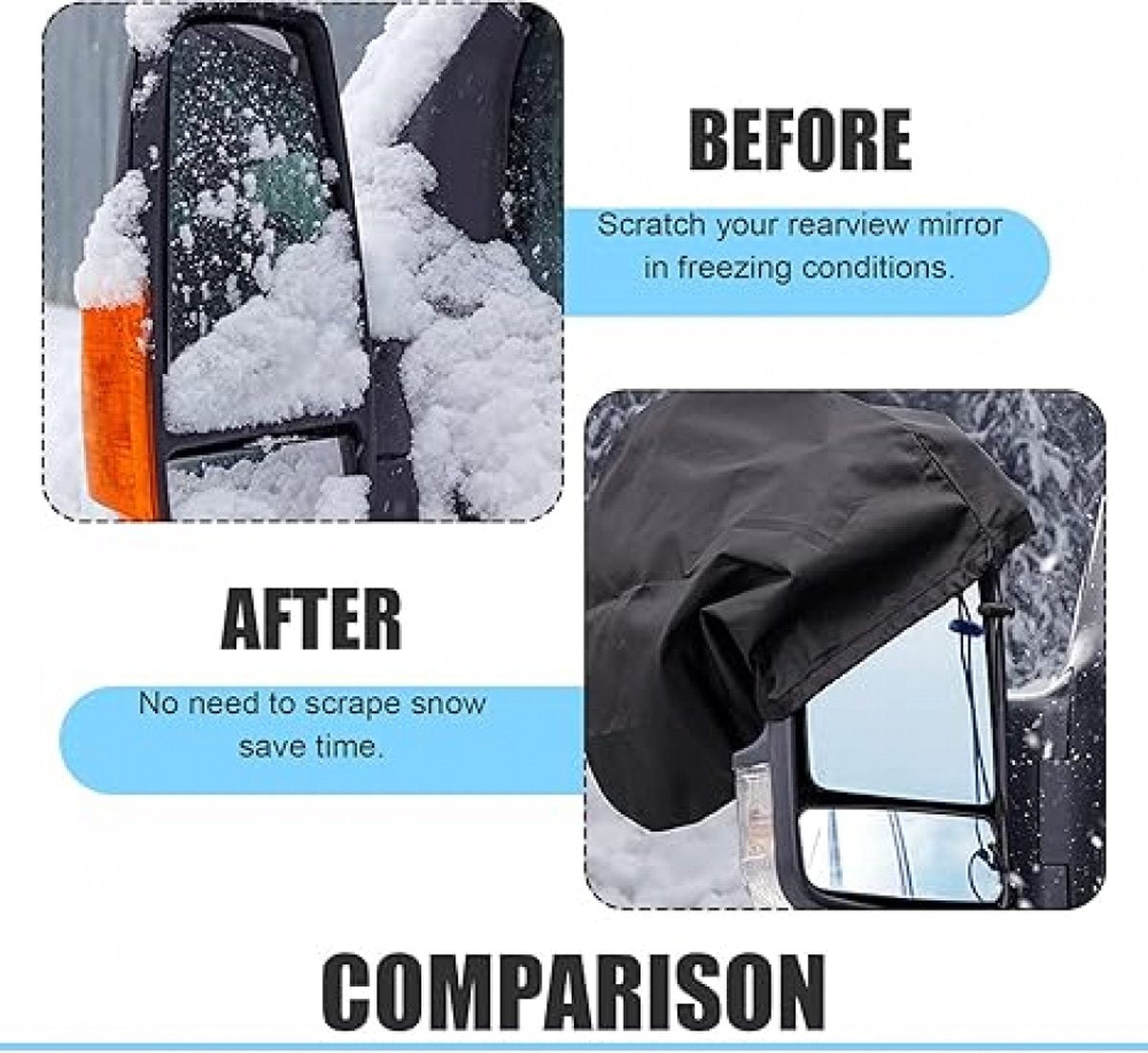 Car side mirror anti-frost cover black — view 4
