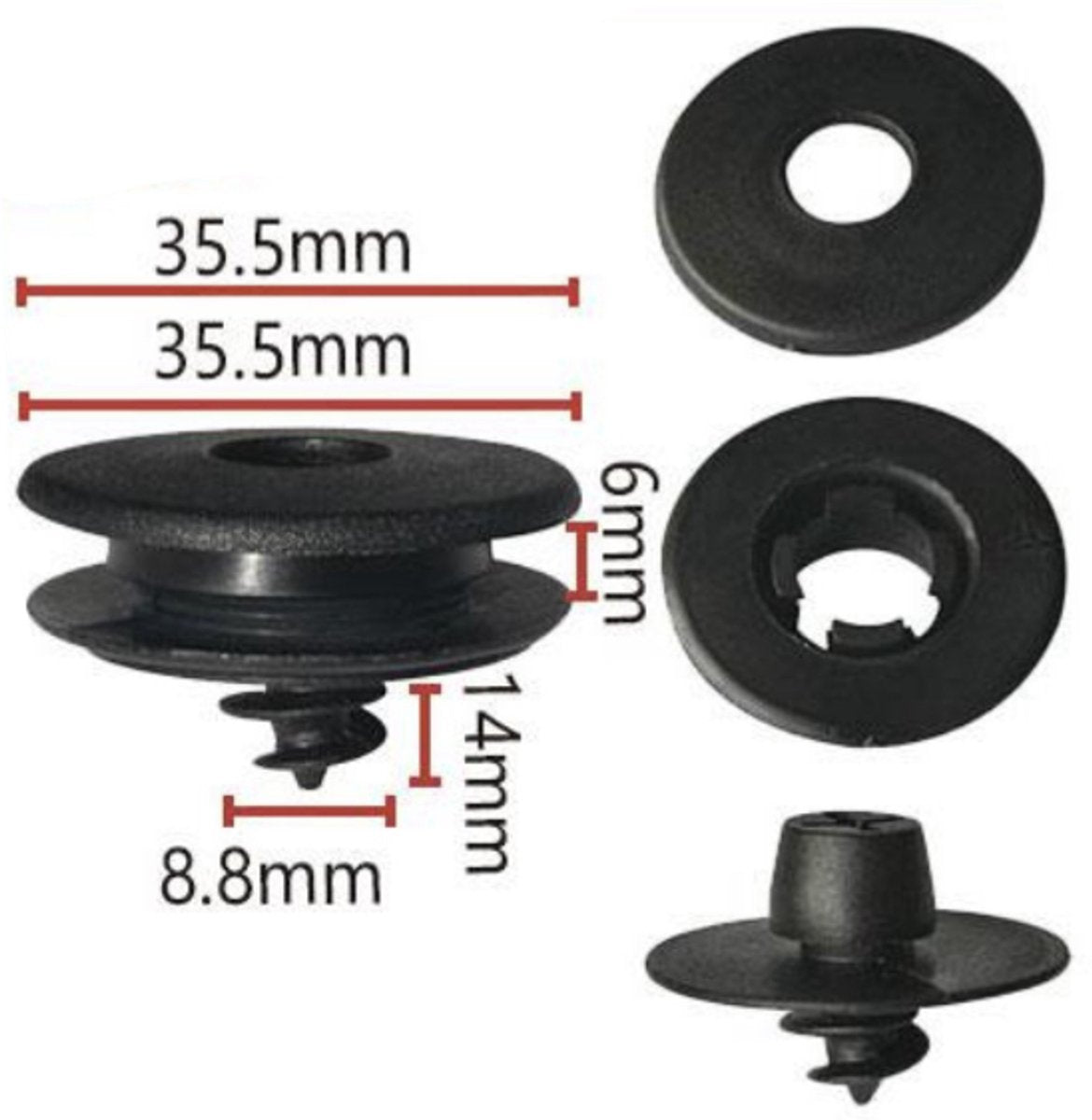 Car floor mat fastening clips 10 pack black — view 7