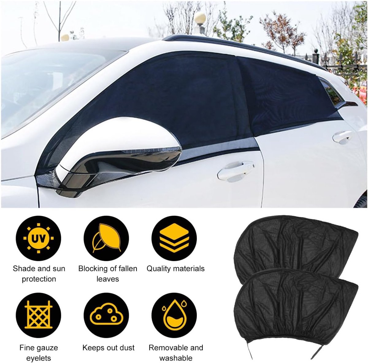 Car window sunshades 4 pieces black — view 5