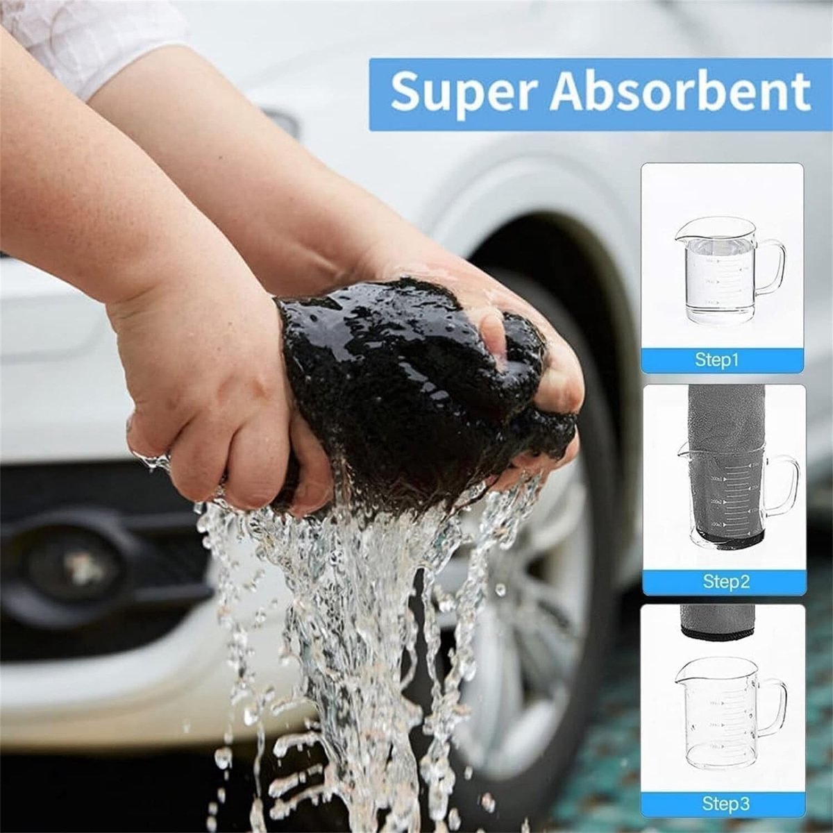 Microfiber car drying towels grey 2 pieces — view 3