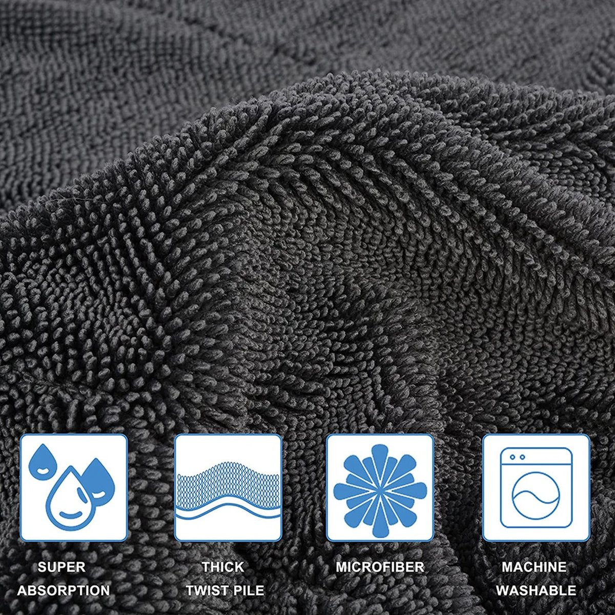Microfiber car drying towels grey 2 pieces — view 4