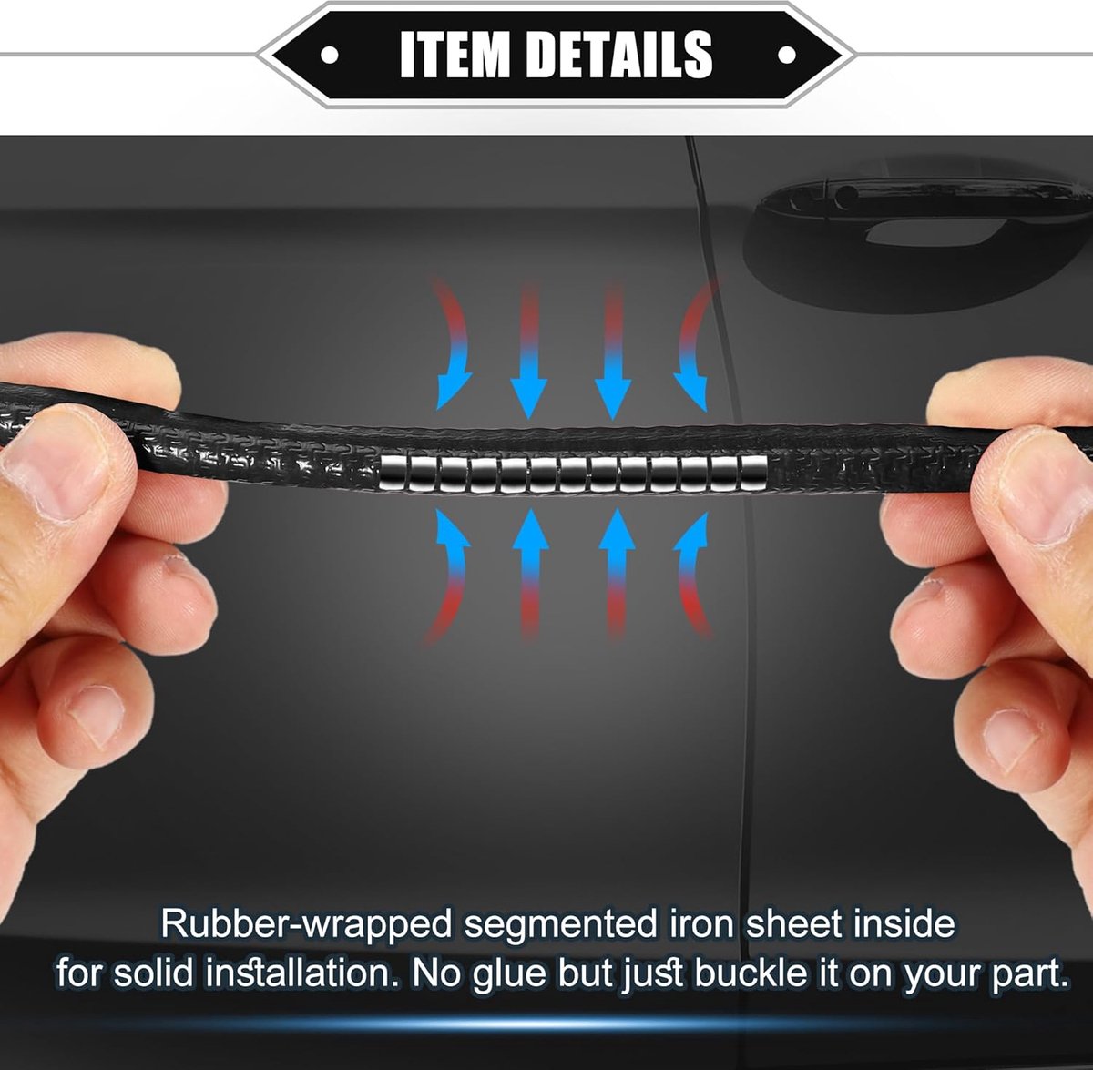 Car bumper door edge strip protector black 5m — view 3