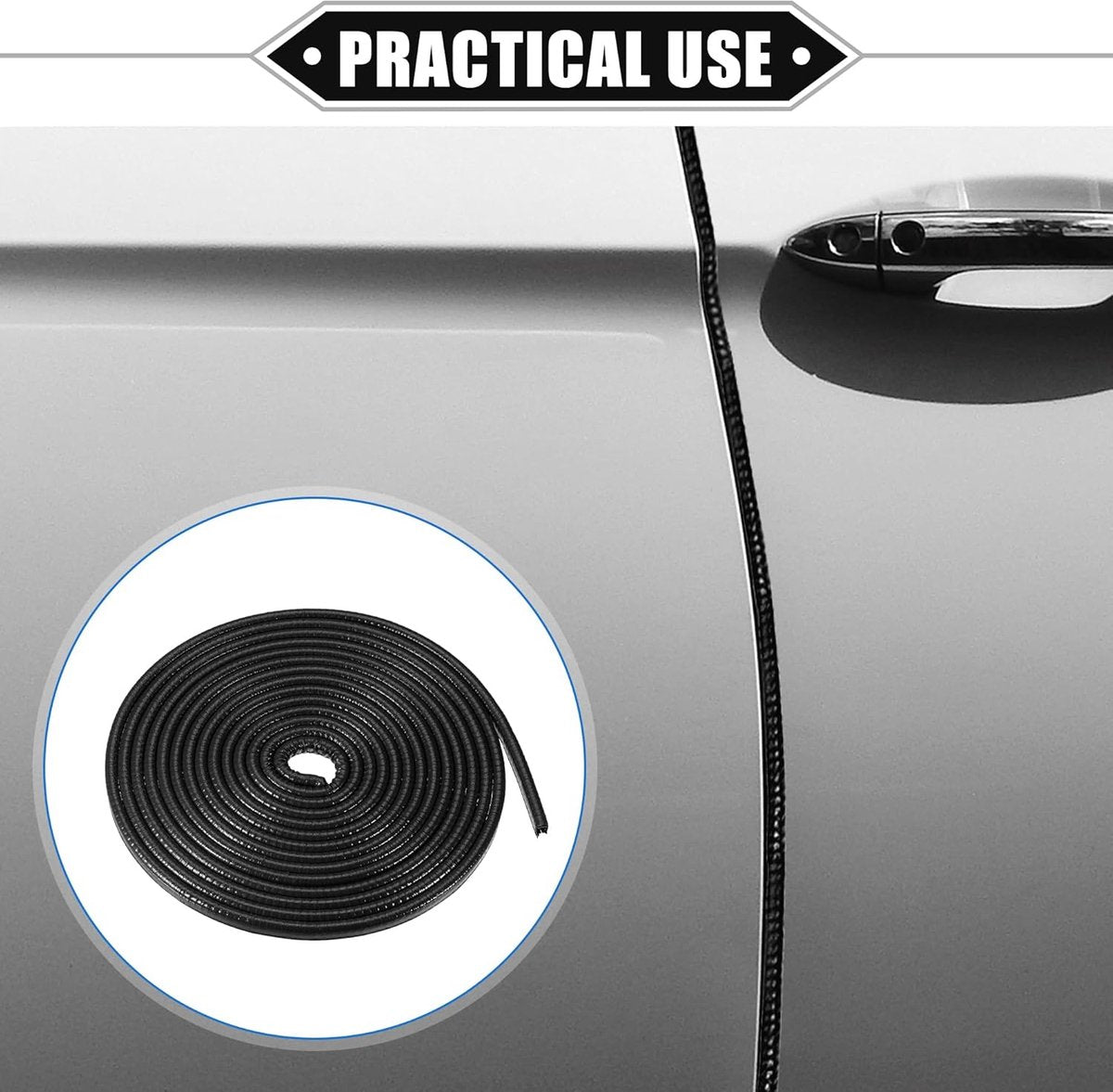 Car bumper door edge strip protector black 5m — view 5