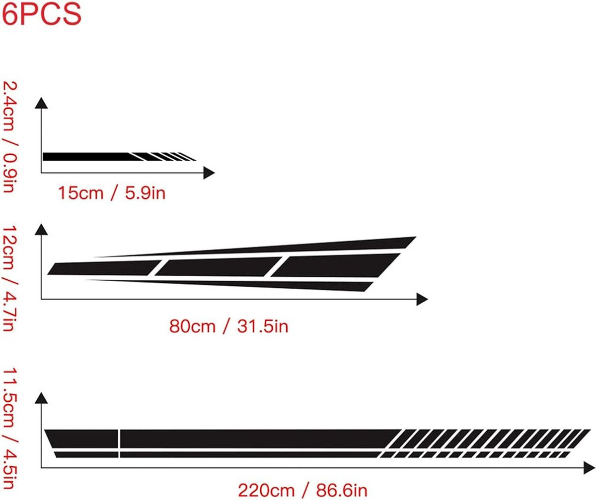 Car stripe side stickers black 6 pieces — view 3