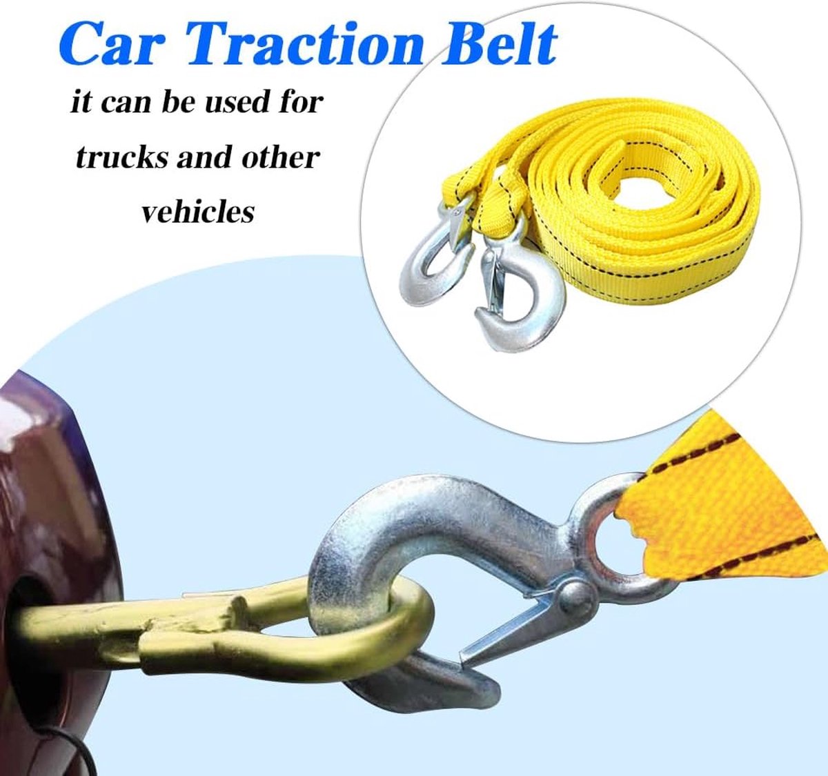 Car tow rope strap 4m 5000kg yellow — view 4