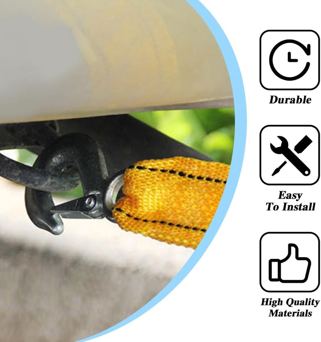 Car tow rope strap 4m 5000kg yellow — view 5