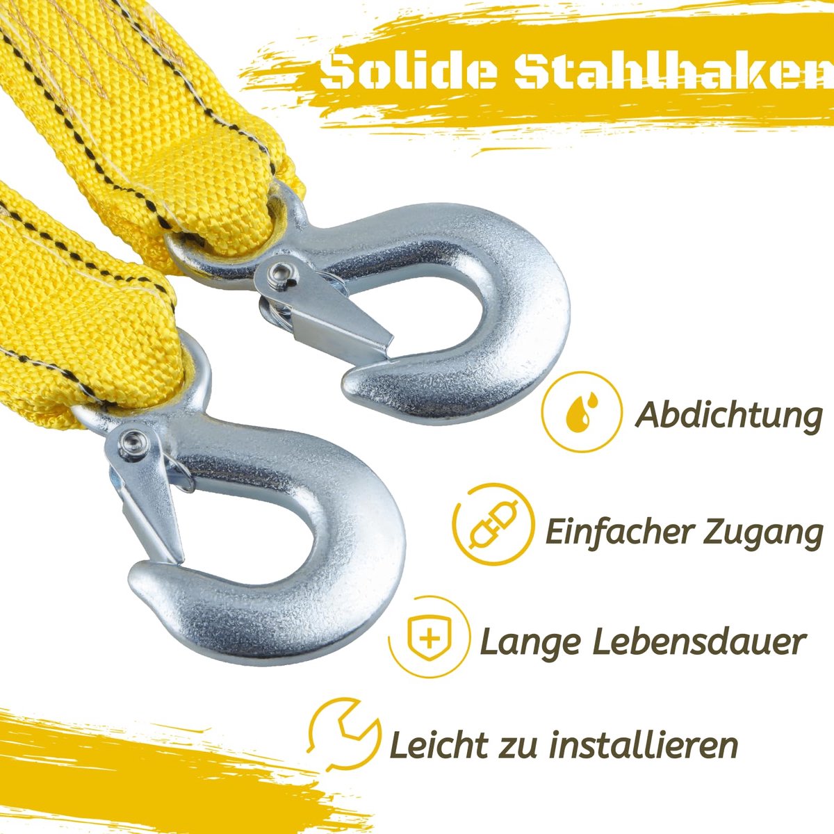 Car tow rope strap 4m 5000kg yellow — view 10