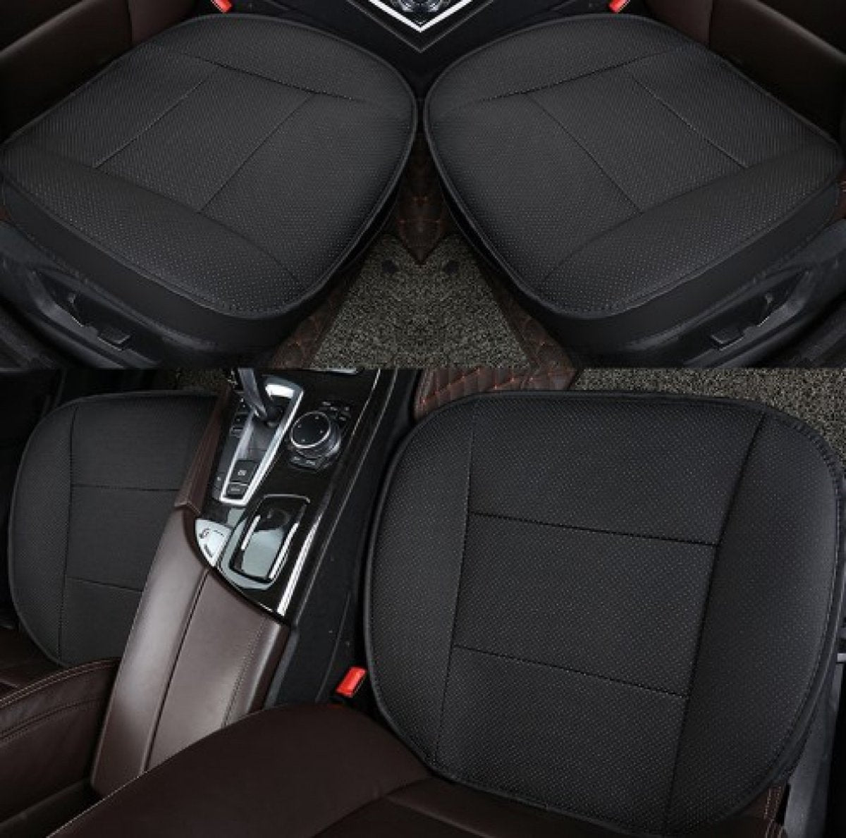 PU leather car seat cushion black — view 4