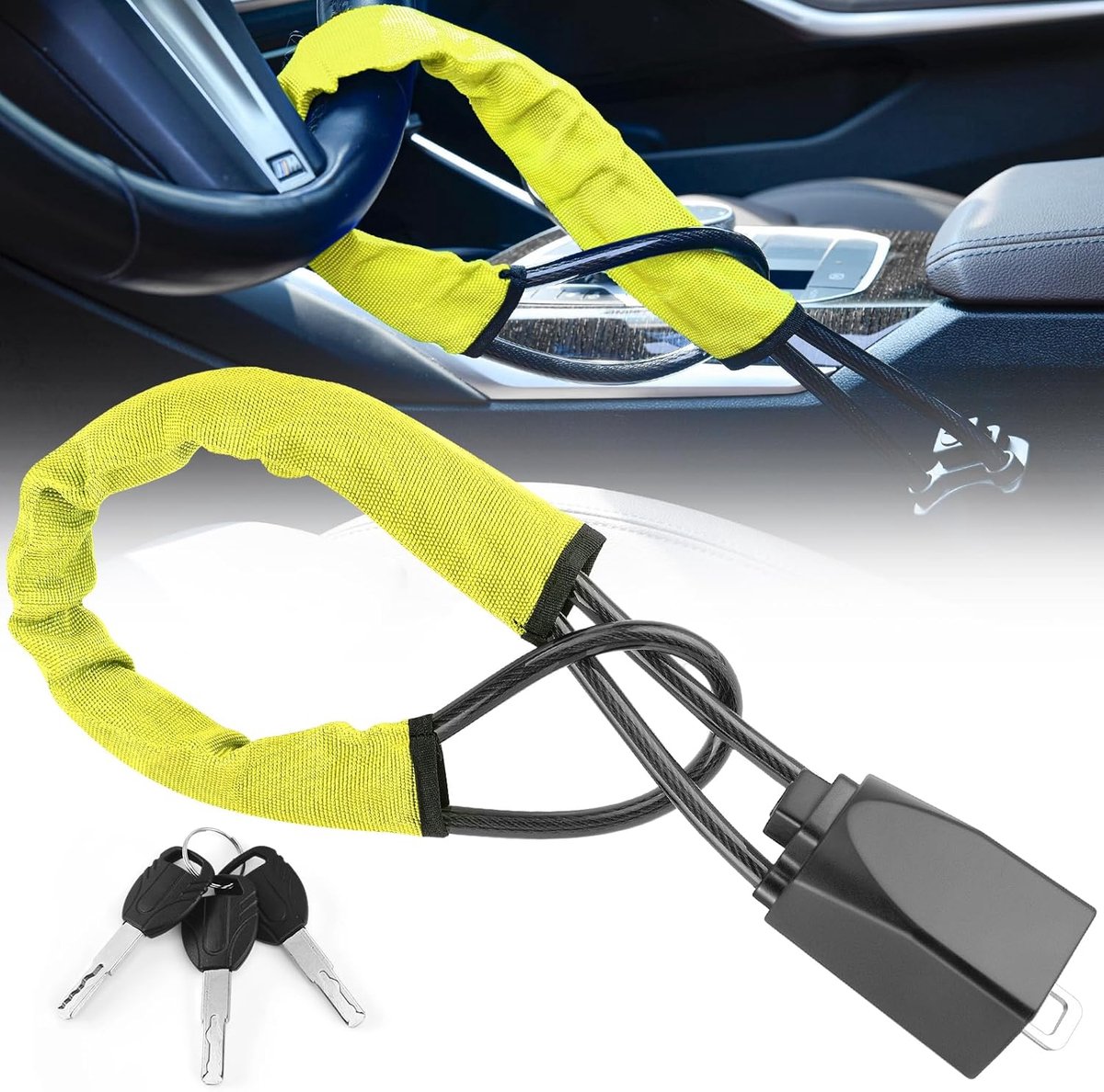 Universal steering wheel belt lock yellow — view 6