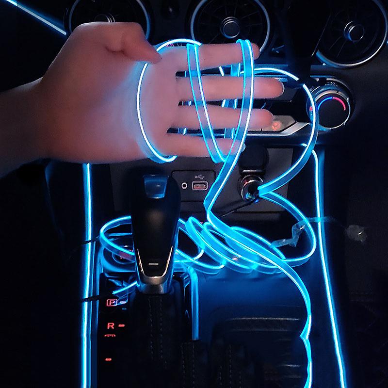 Car LED interior strip light 3m USB red — view 3