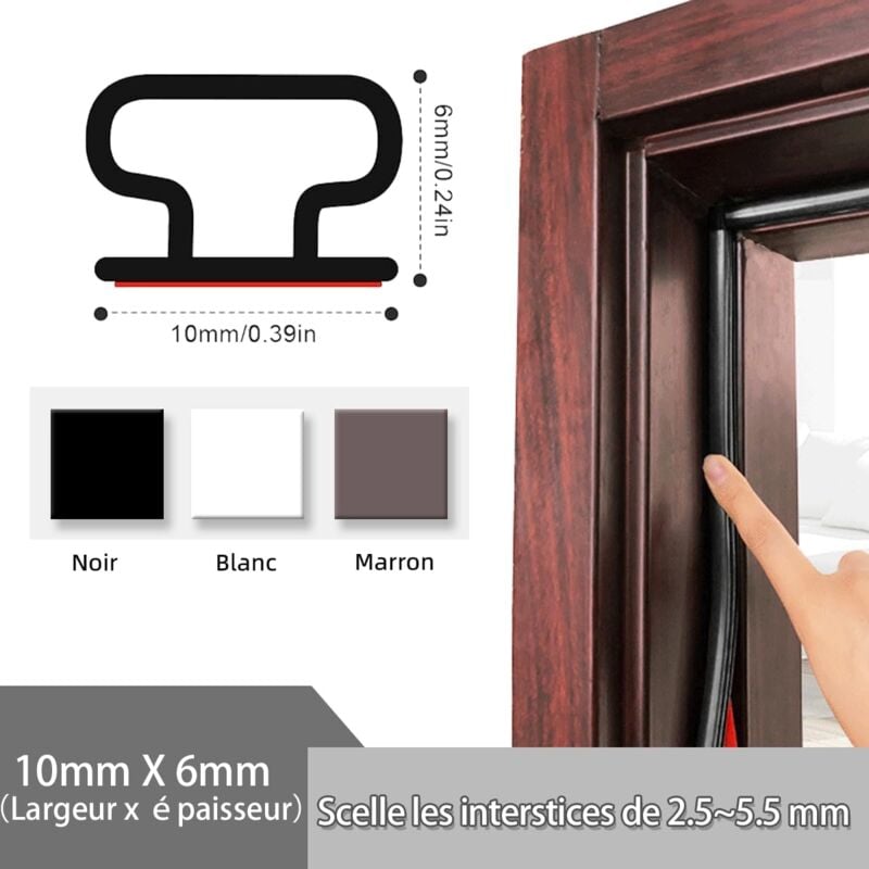 D-profile rubber weather strip seal 6m black — view 3