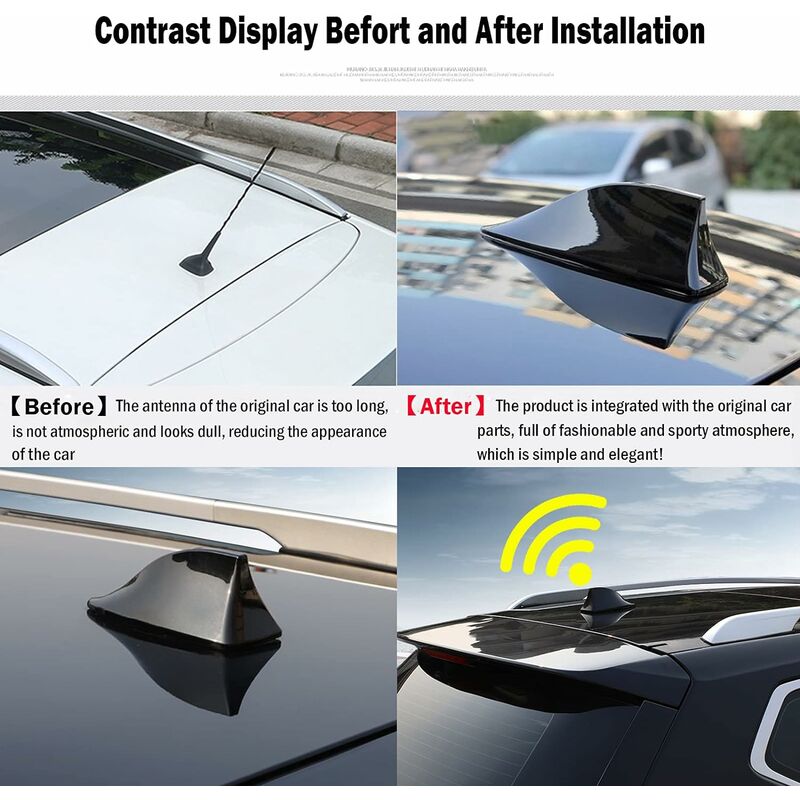 Universal shark fin car antenna FM/AM black — view 3