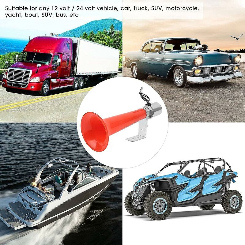 180dB universal truck horn 12V 24V red — view 6