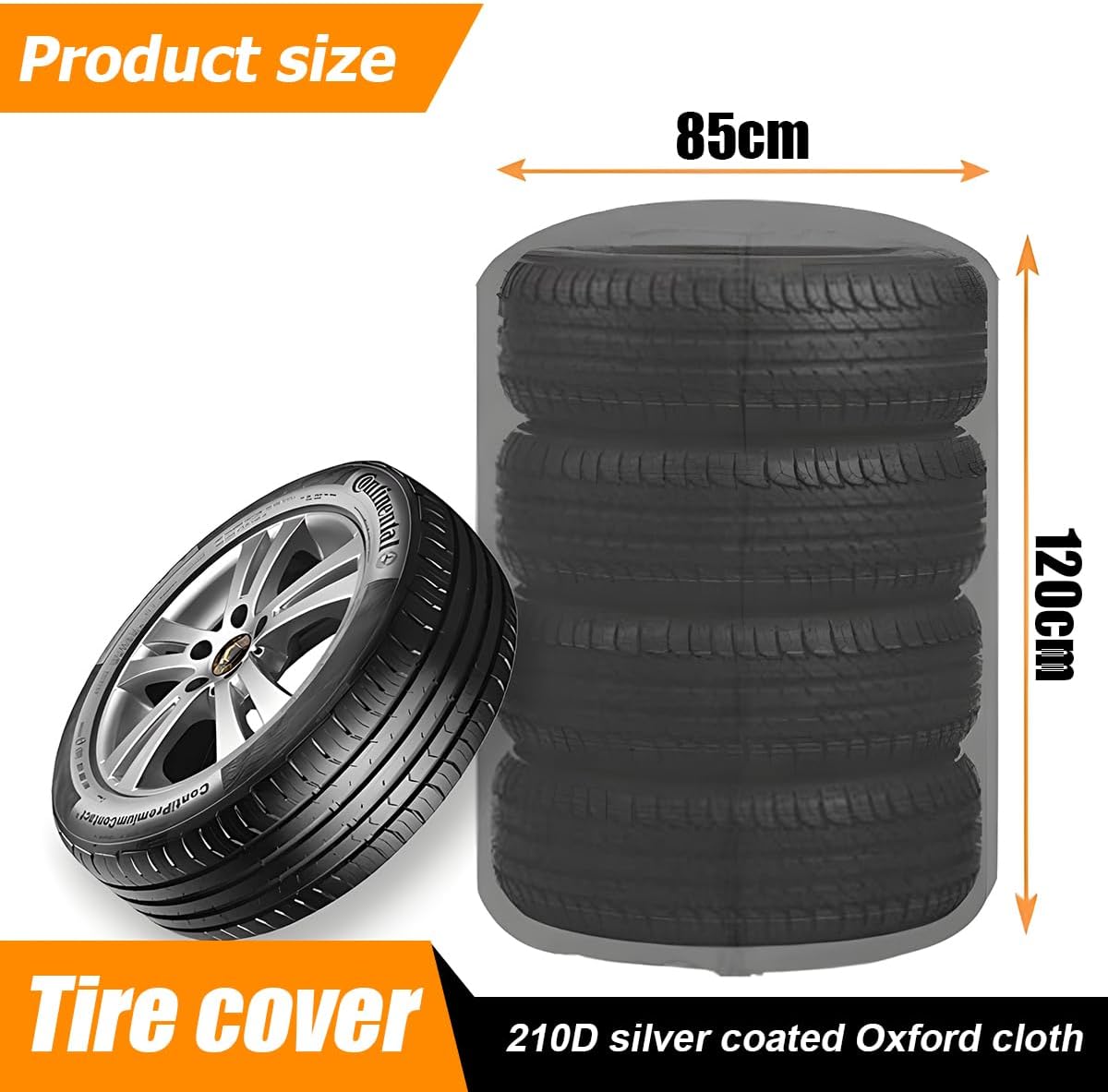 Universal tyre storage cover for 4 tyres silver — view 3