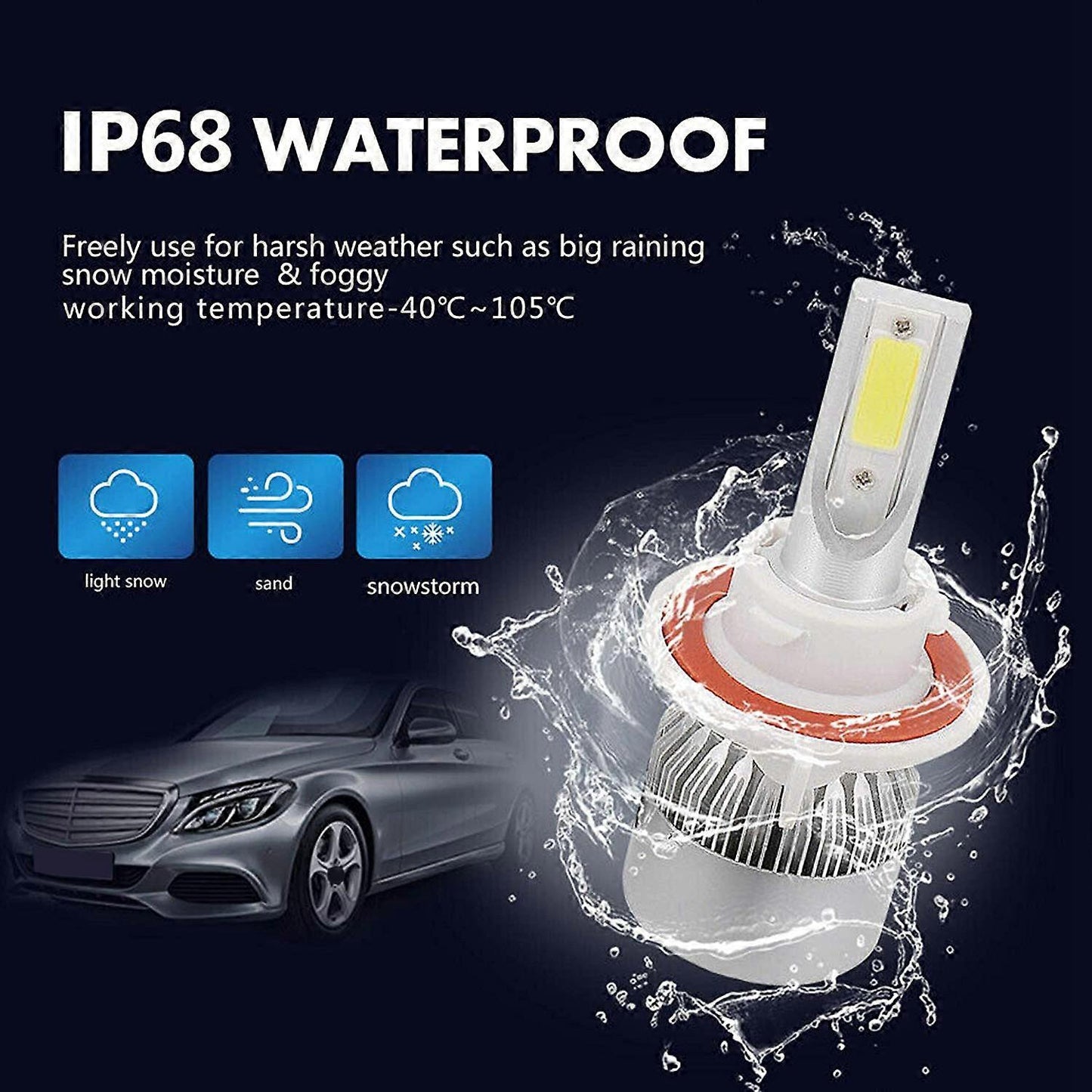 2-pack H13/9008 LED headlight kit 72W 6500K — view 4