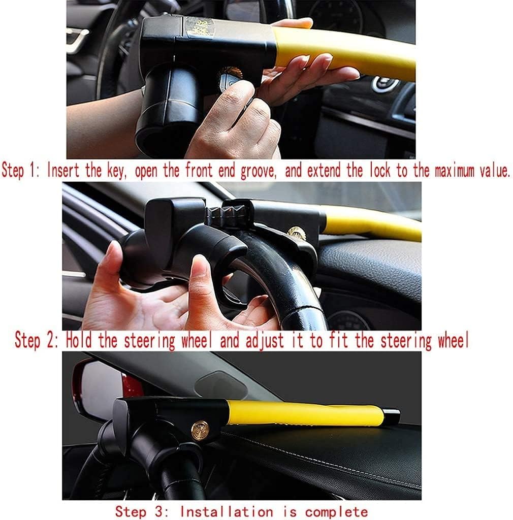 Heavy duty anti-theft steering wheel lock 2 keys — view 5