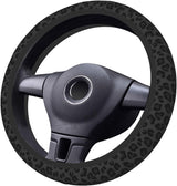 Black leopard print steering wheel cover 15 inch — view 3