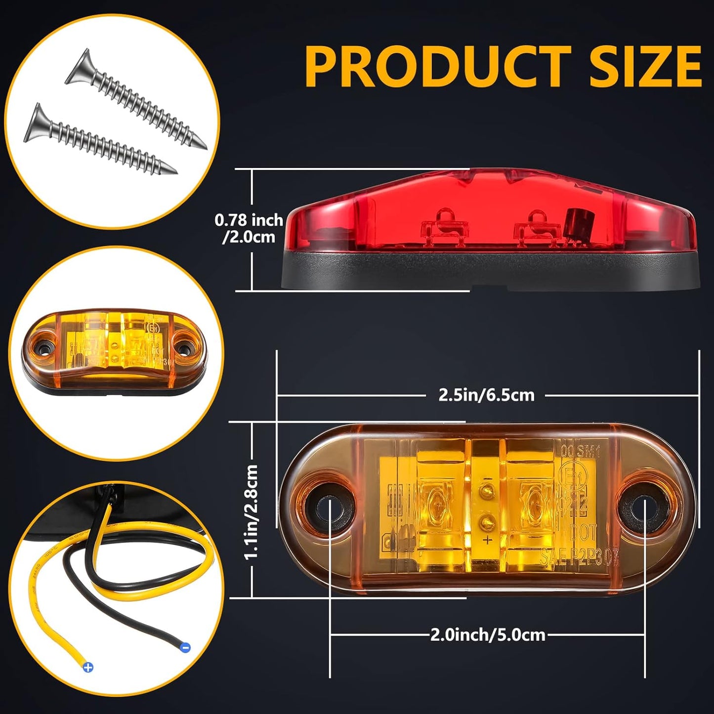 10pcs 2.5 inch LED trailer side marker lights — view 4