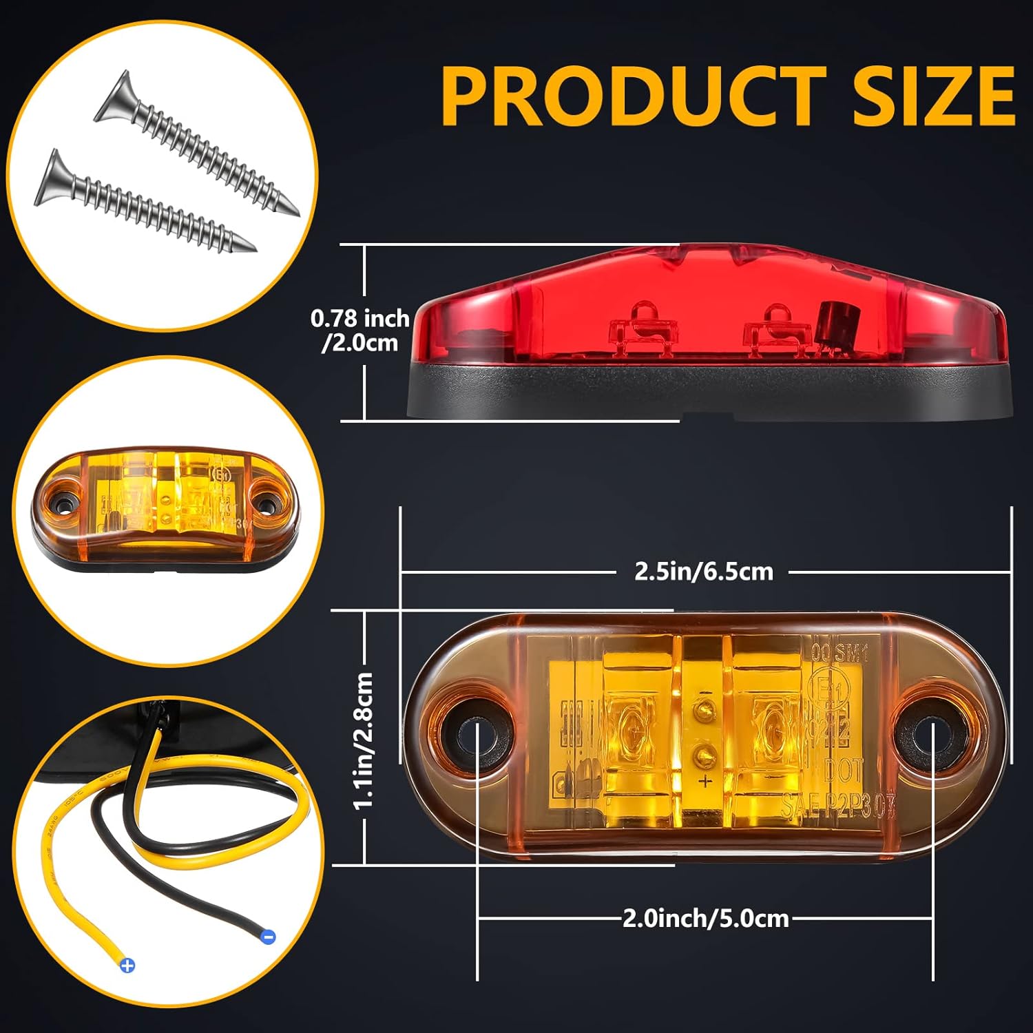 10pcs 2.5 inch LED trailer side marker lights — view 4