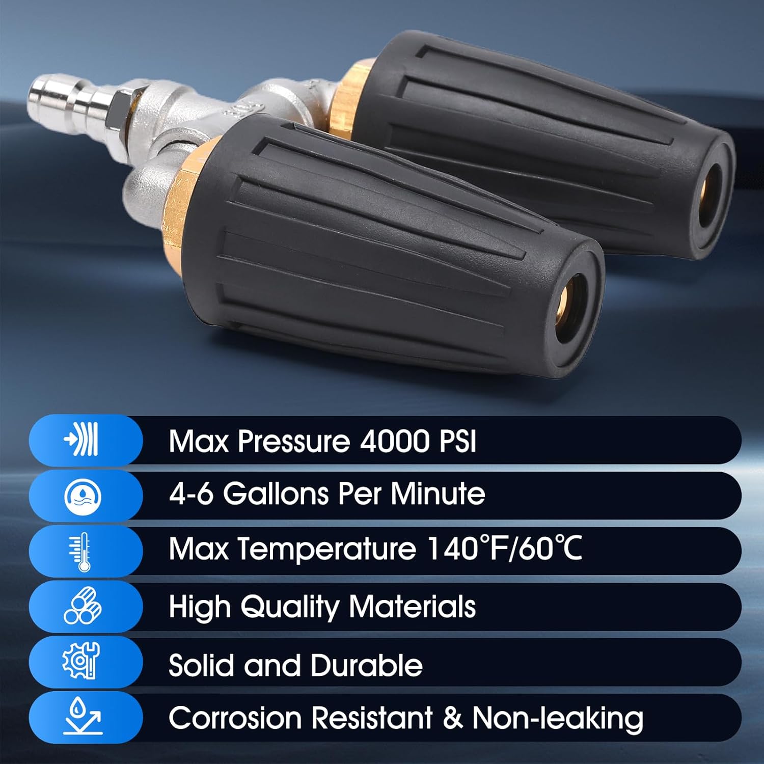 Dual turbo pressure washer nozzle 4000 PSI black — view 4