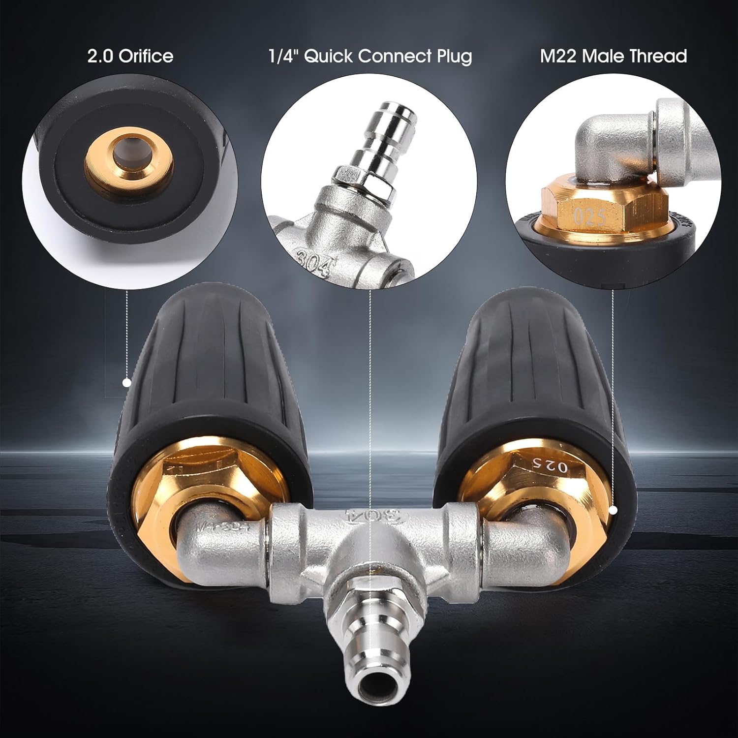 Dual turbo pressure washer nozzle 4000 PSI black — view 5