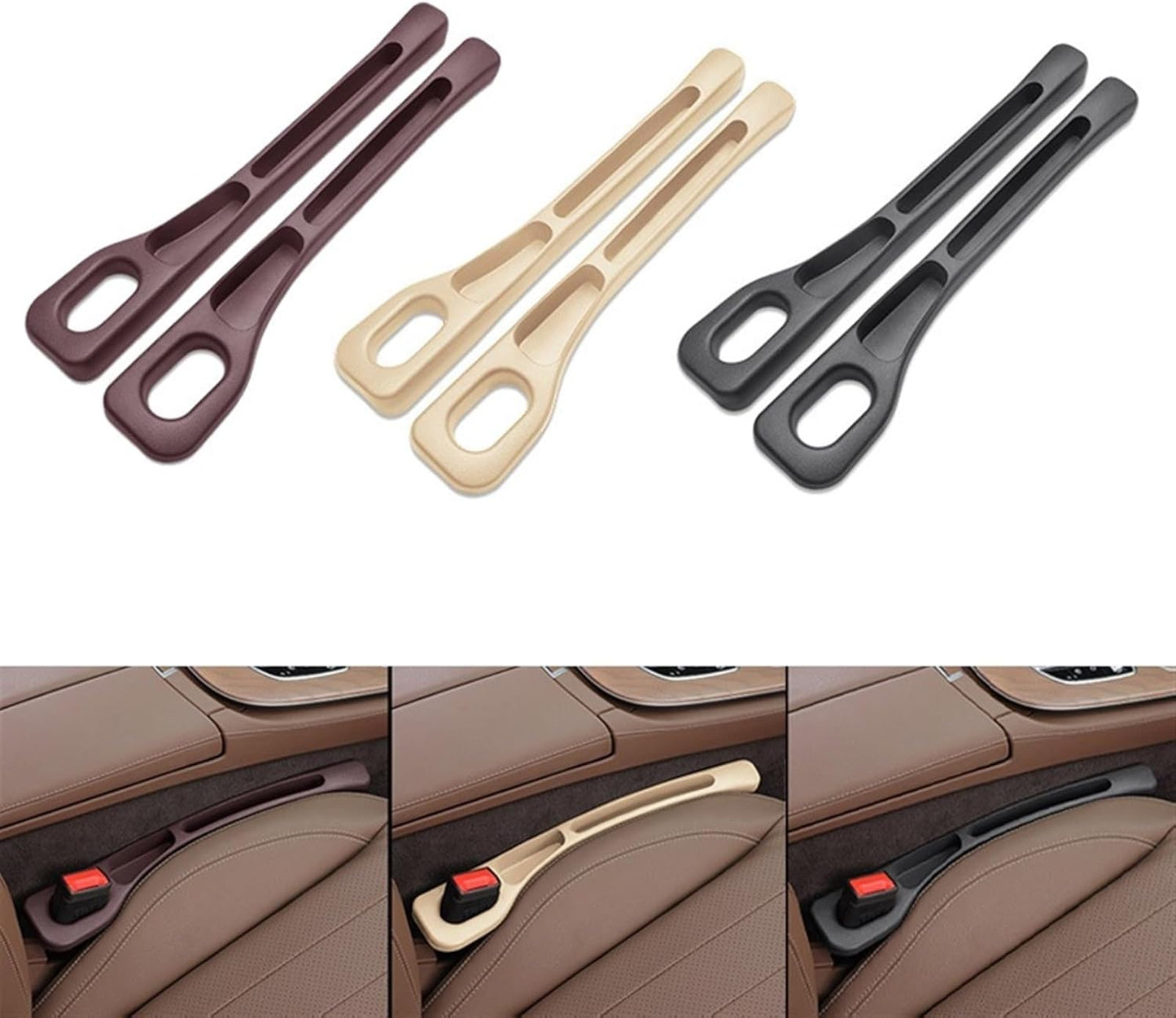 Universal car seat gap filler strip black pair — view 4