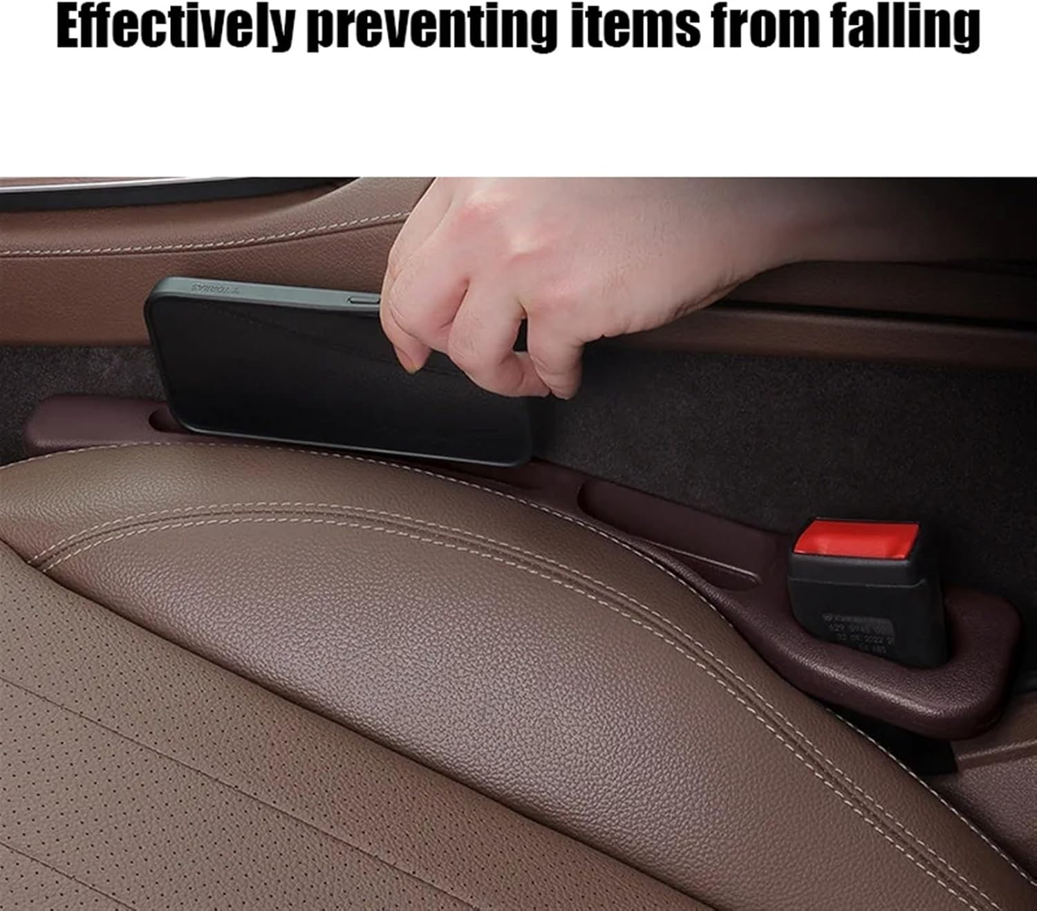 Universal car seat gap filler strip black pair — view 5