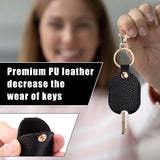 Leather car key sleeve PU protector with ring — view 4